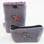 Purple Herringbone Wool Pencil/Makeup Case - Image 2