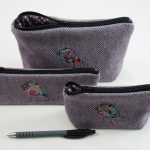 Purple Herringbone Wool Pencil/Makeup Case - Image 4