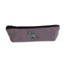 Purple Herringbone Wool Pencil/Makeup Case